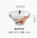 Axyaa 6-inch High Feet Noodle Bowl: Porcelain Ceramic Soup Bowl with Anti-scalding Rim