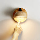 Nordic Black Iron LED Wall Light Fixture by Axyaa: Modern Wood Button Switch Bedside Lamp