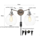 Axyaa 2-Head LED Wall Sconce Industrial Iron Glass Retro Stair Light Fixtures