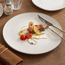Axyaa Beige Striped Ceramic Plate Set for Molecular Cuisine and Dining