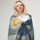 Axyaa Knitted Starry Night Throw Blanket with Tassels for Home Decor