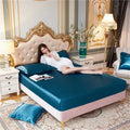 Axyaa Satin Silky Fitted Bed Sheet Set - Luxury Solid Color Sheets & Pillow Cases