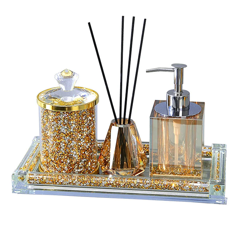 Axya Gold Glitter Bathroom Accessories Set