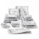 Axya Flora 26-Piece Marble Gray Porcelain Tableware Set for 6