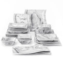 Axyaa Flora 26-Piece Marble Gray Porcelain Tableware Set for 6