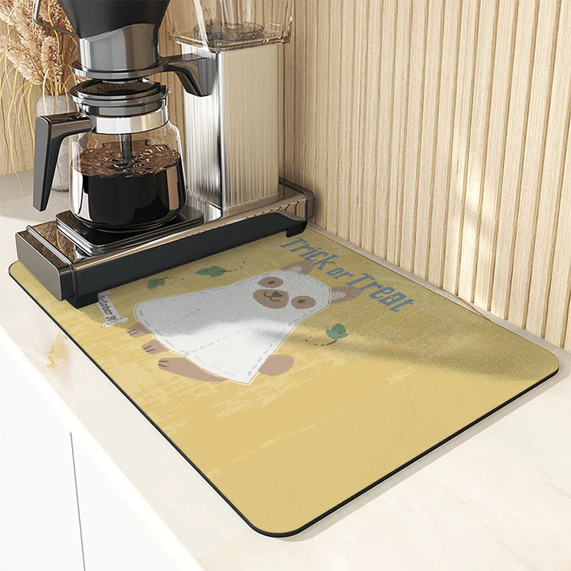 Axyaa Diatom Mud Kitchen Drain Pads, Festive Cartoon Design, Absorbent Tableware Mat