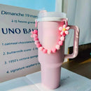 Axyaa Kawaii Flower Beads Water Bottle Holder Strap for Stanley Cup Tumbler