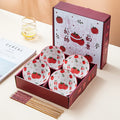 Axyaa Hand Drawn Cartoon Ceramic Bowl & Chopsticks Set: Creative Giftware