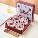 Axyaa Hand Drawn Cartoon Ceramic Bowl & Chopsticks Set: Creative Giftware
