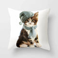 Axyaa Cartoon Cat Animal Sofa Cushion Cover - 45*45 Throw Pillow Home Decor