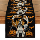 Axyaa Halloween Dog Bat Wizard Hat Table Runner for Kitchen Dining Party Decor
