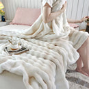 Axyaa Gradient Bubble Fleece Throw: Soft Plush Nap Blanket for Bedroom Sofa & Travel