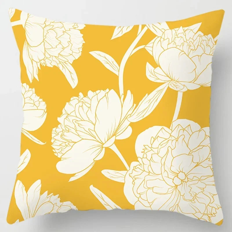 Axyaa Yellow Flower Pillowcase for Home Sofa Lumbar Cushion
