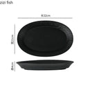 Axyaa Solid Color Rock Texture Ceramic Fish Plate - Restaurant Tableware