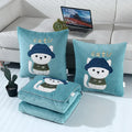 Axyaa Double-Sided Velvet Throw Pillow Quilt - Cartoon Embroidered Design