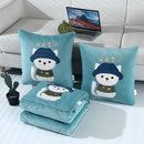 Axyaa Double-Sided Velvet Throw Pillow Quilt - Cartoon Embroidered Design