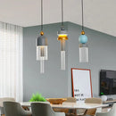 Axyaa Nordic Glass Iron Pendant Lights, Blue Gray Minimalist Bar Table Lamp