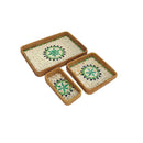 Axyaa Rattan Storage Basket Set - Hand-Woven Shell Design for Food Display & Decoration