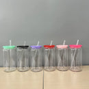 Axyaa Colorful Lid Plastic Cup with Straws - Replacement for Can Shaped Iced Coffee Juice Mug