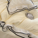 Axyaa Princess Seersucker Bedding Set with Lace Ruffle, Double Queen Twin Sheets