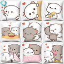 Peach Cat Pattern Decorative Pillowcase by Axyaa - Home Office Square Cover