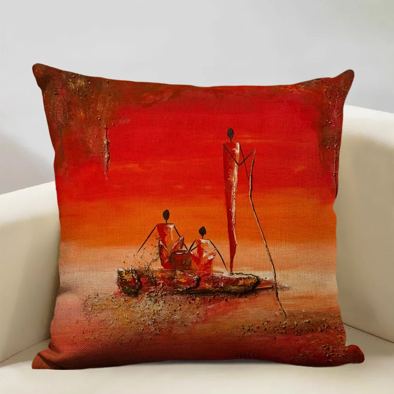 Axyaa African National Style Linen Cushion Cover 45x45cm for Sofa Decor and Artistic Home Decor