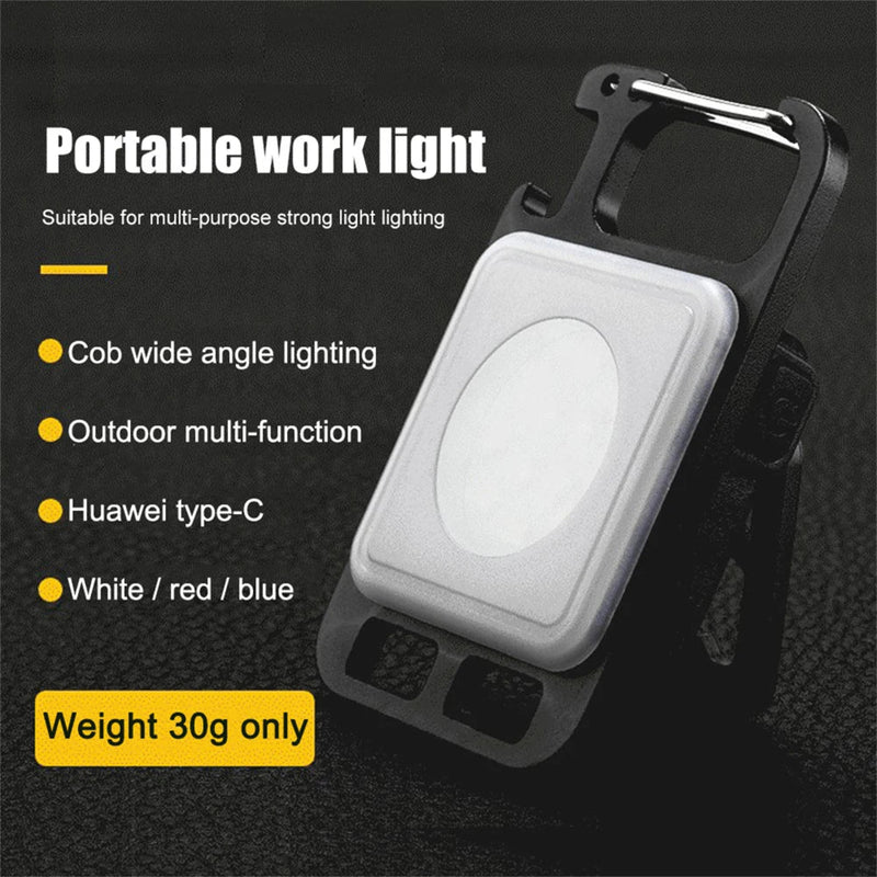 Axya Mini LED Work Light: Rechargeable COB Keychain Flashlight