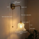 Axyaa Nordic Copper Glass LED Wall Lights Fixture for Balcony Bathroom Bedroom