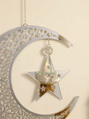 Silver Ramadan Moon & Star Acrylic Ornaments by Axyaa for Elegant Eid Decor