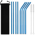 Axyaa Stainless Steel Straw Set for Drinks - 8 Pcs Straight Curved Juice Milk Tea Bar Party Kit