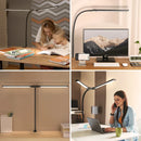 Axyaa Double Head LED Table Lamp: Stepless Dimmable, USB, for Office, Study, Reading