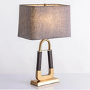 Axyaa Square Grey Fabric Lampshade Iron Table Lamp for Home Decor