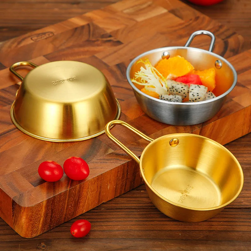 Axyaa Stainless Steel Golden Rice Wine Bowl Set - Seasoning Dishes Snack Cups