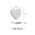 Axyaa White Heart Ceramic Plate Set - Irregular Home Kitchen Dishes & Bowls