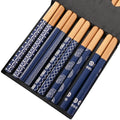 Axyaa Japanese Bamboo Chopsticks Set - 5 Pairs, Food Cat Flower Theme
