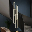 Axyaa Geometric LED Chandelier Black Gold Staircase Lighting for Luxury Living Spaces