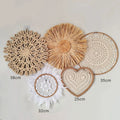 Axyaa Round Rattan Wall Basket Decor: Nordic Style Hanging Frame Ornament Craft