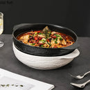 Axyaa Stone Pattern Ceramic Double Ear Soup Noodle Salad Bowl -  Brand Specific