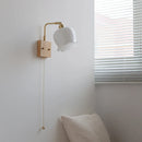 Axyaa Nordic Decor LED Wall Sconce Gold Brass White Glass Pull Chain Switch