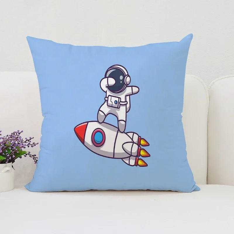Axyaa Rocket Astronaut Cushion Cover 45*45 Home Decor Pillowcases