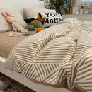 Axyaa Korean Style Stripe Grid Bedding Set Twin Queen Full Size Bed Linen