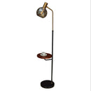 Axyaa Wireless USB Charging Floor Lamp Round Wood Metal Standing Table Lamp
