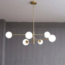 Axyaa Glass Brass Chandelier: Nordic Modern Pendant Light for Home Decor, Living Room, Bedroom, Restaurant