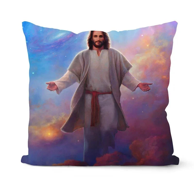 Retro Oil Painting Christmas Pillowcase - Axyaa Nativity Cushions Case Jesus Christ Print Throw Pillows Case