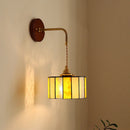 Axyaa Tiffany Glass Copper Wall Sconce LED Light Fixture