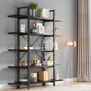 Axyaa 5-Tier Industrial Bookshelf, Vintage Style Bookcase 72"H x 47"L 12"W