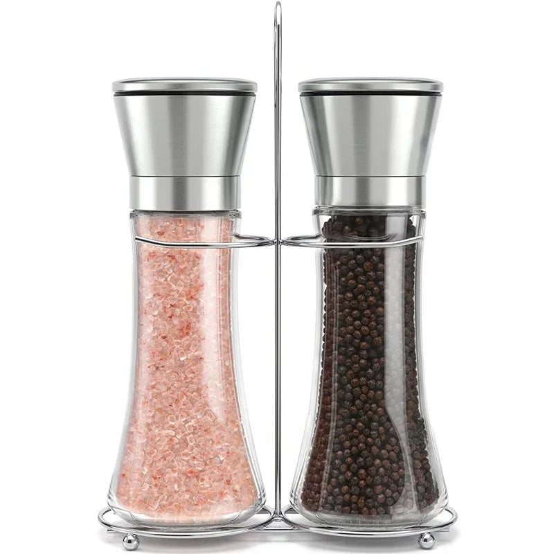 Axyaa Stainless Steel Glass Spice Bottle Grinder Mill Kitchen Gadget