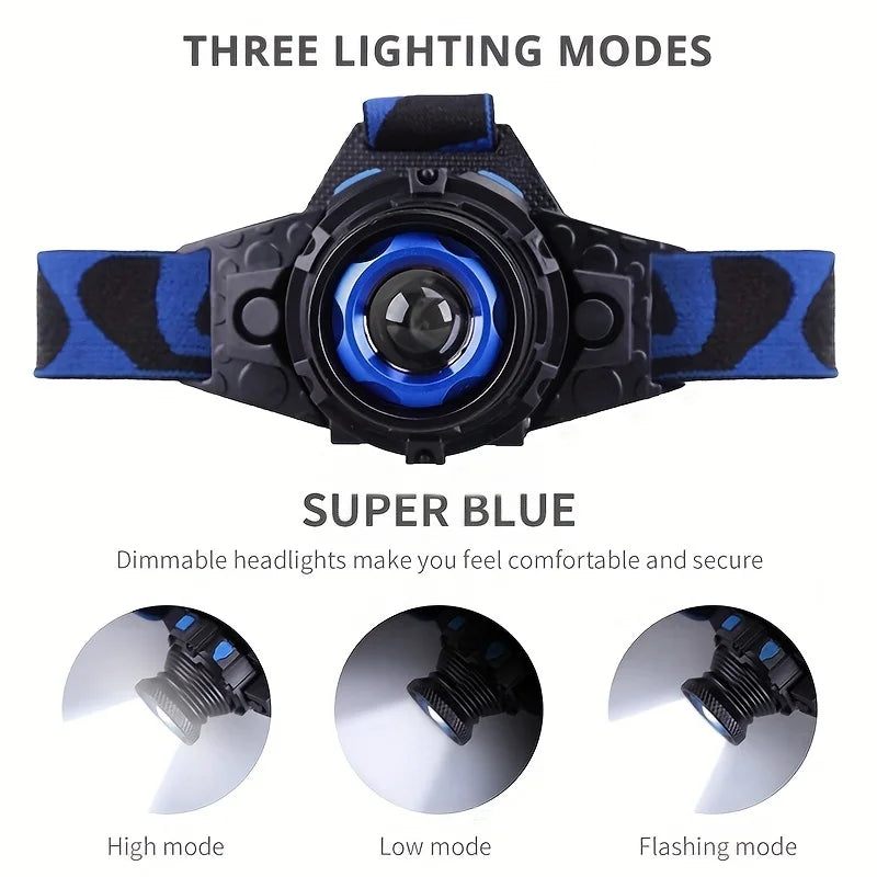 Axya LED Headlamp: Bright, Waterproof, Zoomable, 3 Modes - Perfect for Outdoors