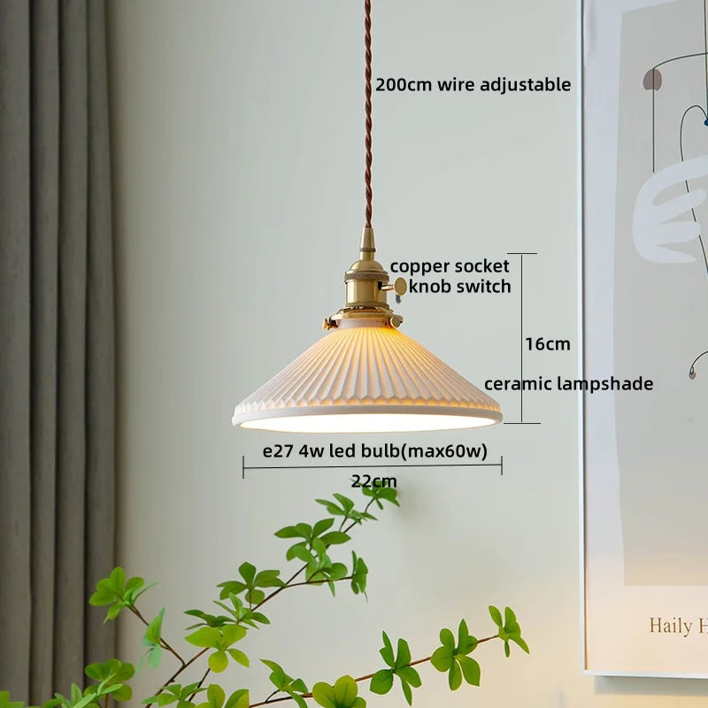 Axyaa Clear Glass LED Pendant Lamp with Knob Switch - Modern Copper Hanglamp