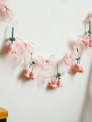Axyaa Pink Crochet Flower Garland with Bows - Boho Nursery and Party Decoration